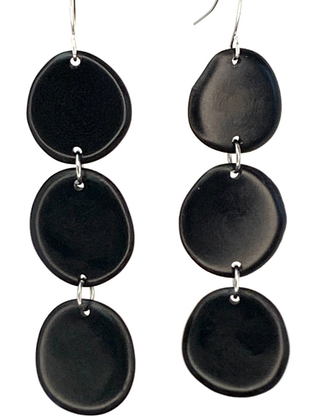 Black Tagua Triple Oval Slices