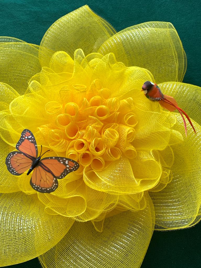 Daffodil Yellow Flower Door Wreath WELCOME Decorative Accessory