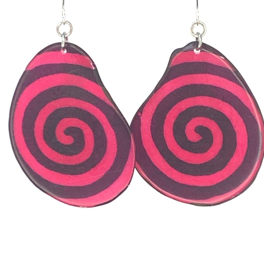Pink Labyrinth Tagua Earrings