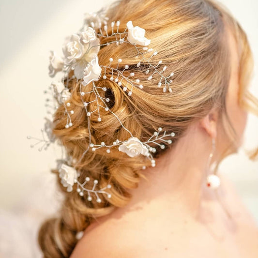 Clay Flower Bridal Hair Vine