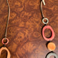 Shades of Grey,Mauve,Salmon almost coral Tagua Nut Necklace Chain